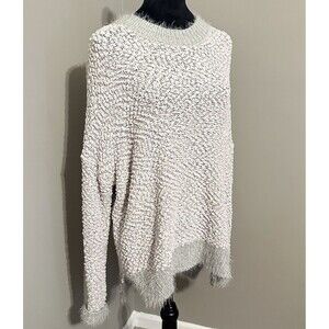 Lulu’s Oversized Long Tunic Off Shoulder Gray  Sweater Women’s Small Acrylic C7